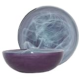 Colorful Recycled Art Glass Plum Pasta Bowl 11D 3.5H by 
