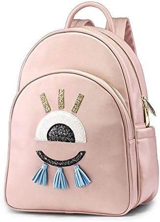 Tian Qi Backpack Playful Eyes Appliqué Simple and Stylish Shoulder Bag