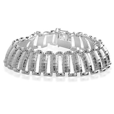 41ZE7oTsEGL Sterling Silver Track Link Diamond Cut Bracelet 7.2