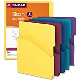 Smead Expanding Slash Jacket, 2/5-Cut Tab, 1" Expansion, Letter Size, Assorted Colors, 5 per Pack (75445)