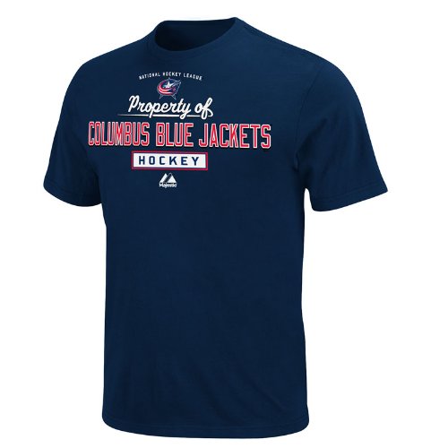 NHL Men's Columbus Blue Jackets Property Of Short Sleeve Basic Tee (Athletic Navy, Small)
