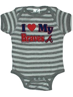 Atlanta Braves MLB Newborn Baby Striped Creeper Made In The USA (0-6 Months)