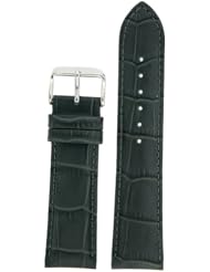 Watch Band Grey Genuine Leather Alligator Print 18 millimeters Matt Finish Padded Tech Swiss
