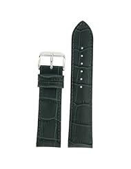 Watch Band Grey Genuine Leather Alligator Print 20 millimeters Matt Finish Padded Tech Swiss