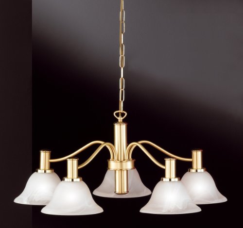 Honsel light chandelier form 5 flame, matt brass