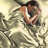 Cream Satin Super King Size Duvet Cover & Fitted Sheet Set