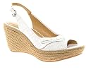 Lotus Womens White Patent High Heel Slingback Peep Toe Wedge Sandal