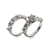 Sterling Silver Shimmering Diamond CZ Ring Set