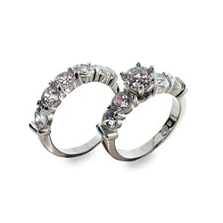 Sterling Silver Shimmering Diamond CZ Ring Set Size 7 (Sizes 6 7 9 Available)