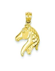 14K Yellow Gold Horse Head Charm Equestrian Pendant