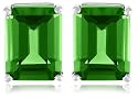 14k Choice of White or Yellow Gold 8x6mm Chrome Diopside Emerald Cut Stud Earrings