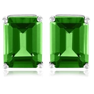 Buy 14k Choice of White or Yellow Gold 8x6mm Chrome Diopside Emerald Cut Stud Earrings by Amazon.com Collection