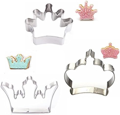 3Pcs Crown Stainless Steel Cookie Cutter Mold Biscuit Fondant Cutter Cake Decorating Tool