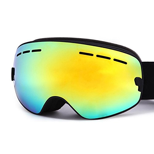 Hicool Kids Ski Snow Skate Snowboard Snowmobile Goggle with Mirrored Lens - Anti-Fog UV Protection Detachable Wide Spherical Goggle Lens