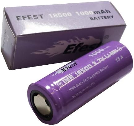 Efest IMR 18500 1000 mAh 3.7 LI-MN High Drain Rechargeable Battery , Flat Top , Purple , 15 AMPS