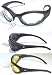 3 Motorcycle Biker Glasses Padded Clear Smoke Yellow Lens Msrp for This Set Is $50.97