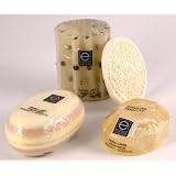 Imported Hand Poured Fresh Linen Scented Glycerine Soap Set of 3 Bars, FREE Loofah Pad, CLOSEOUT