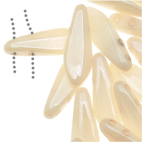CzechMates Glass 2-Hole Dagger Spear Beads 16x5mm - Opaque Champagne Luster