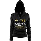 Iowa Hawkeyes Ladies Black Rugby Distressed Deep V-neck Hoody Sweatshirt