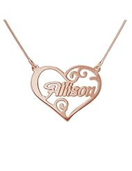 18k Rose Gold Plated Heart Name Necklace - Custom Made with Any Name!