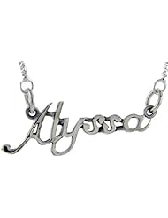 Sterling Silver ALYSSA Name Necklace 3/8 inch, 17 inches long