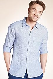 Blue Harbour Pure Linen Fine Bengal Striped Shirt