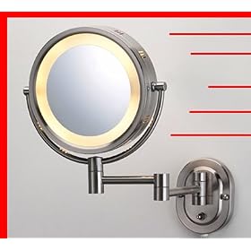 SeeAll 8 Satin Nickel Finish Dual Sided Surround Light Wall Mount Makeup Mirror