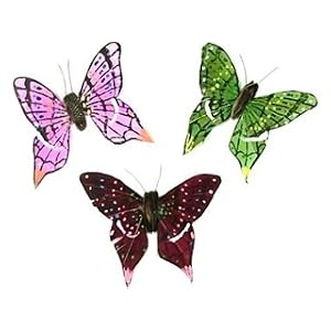 Midwest Design Butterfly Feather 3.25" Wire Assorted (3 Pack)