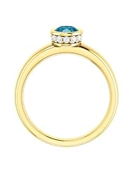 10K Yellow Gold 7.00x5.00mm Oval Cut London Blue Topaz and Diamond Ring -- LIFETIME WARRANTY