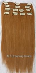 Hair Collection - 24" #27(Strawberry Blonde) Italian Remy Human Hair Clip in on Extensions