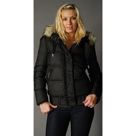 Juicy Couture, Long Sleeve Puffa Jacket with Ruffle Detail, Black