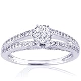 0.65 Ct Round Diamond Split Band Engagement Ring Pave Setting 14K FLAWLESS GIA