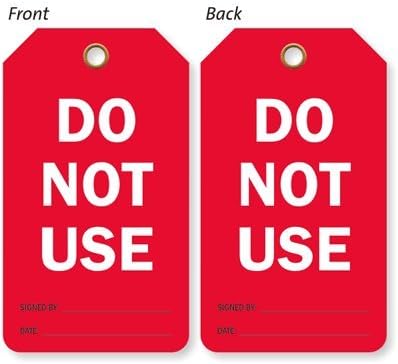 Do Not Use - Signed By and, No Eyelet, Eco-Tag 10 mil Plastic Tag, 100 Tags / Pack, 5.875" x 3.375"