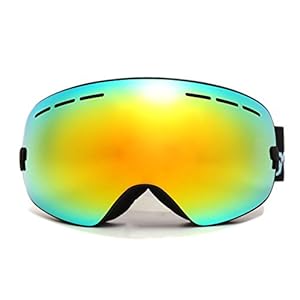 SameTop Mirror Coating Anti-fog UV 400 Protection Spherical Dual Lenses Snow Skate Ski Goggles Black Gold