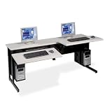 Adjustable Dual Ergonomic Workstation Gray Laminate/Black Paint