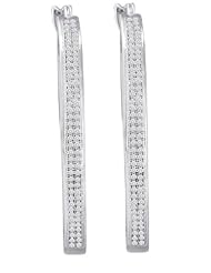 10K White Gold 0.50CT White Diamond Micro-Pave Hoops Earrings