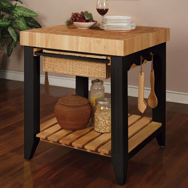 Color Story Black Butcher Block Kitchen Island by Powell
