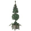 Cone and Ball-Shaped Ivy Topiary in Wooden Pot - 64"