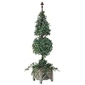 Cone and Ball-Shaped Ivy Topiary in Wooden Pot - 64"