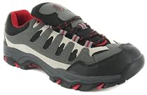 Mens Grey Suede Cheap Lace Up Walking Shoes - Grey/Black/Red - UK 6-12