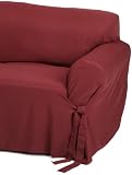 41ZEtReQqLL. SL160  TexStyle Peachskin Tie 1 Piece Box Cushion Sofa Slipcover, Merlot
