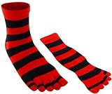  : Adult Black & Red Striped Toe Socks