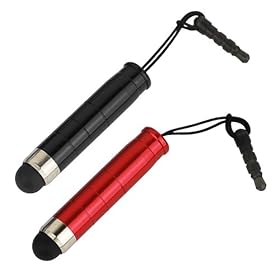 2 x Stylet Mini en Noir et Rouge avec Adaptateur 3.5mm pour Les �crans Tactiles de Tablettes et les Smartphones (iPhone, iPad, Samsung, Motorola, LG, HTC, Blackberry)