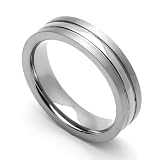 5MM Comfort Fit Titanium Wedding Band High Polished Center Grooved Ring (Size 7 to 14)
