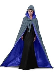ANGELWARDROBE Halloween Hood Cloak Wedding Cape Gray-Blue-3XL