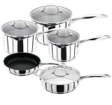 Stellar 7000 Five Piece Saucepan Set with Draining Lids