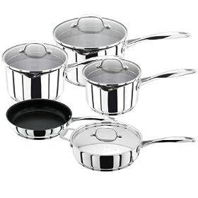 Stellar 7000 Five Piece Saucepan Set with Draining Lids