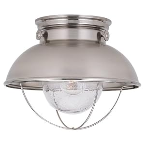 Sea Gull Lighting 8869-98 Outdoor Close-to-Ceiling Lantern, Brushed Stainless Steel Finish by Sea Gull Lighting