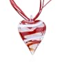 Murano Glass White Red Spiral Line Heart Pendant