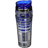 Silver Buffalo SW3470 Disney Star Wars R2D2 Uniform Curved Plastic Travel Tumbler, 16-Ounces, Multicolor